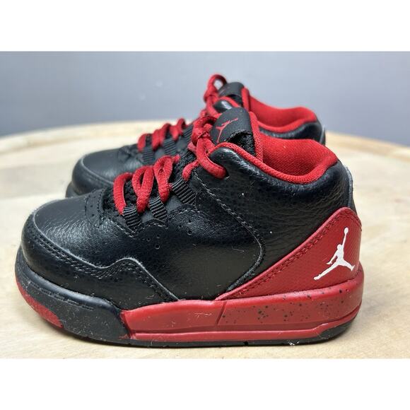 Nike Jordan Flight Origin 2 size Toddler 5C Black Red Leather Sneaker 705162-016 - Picture 7 of 9